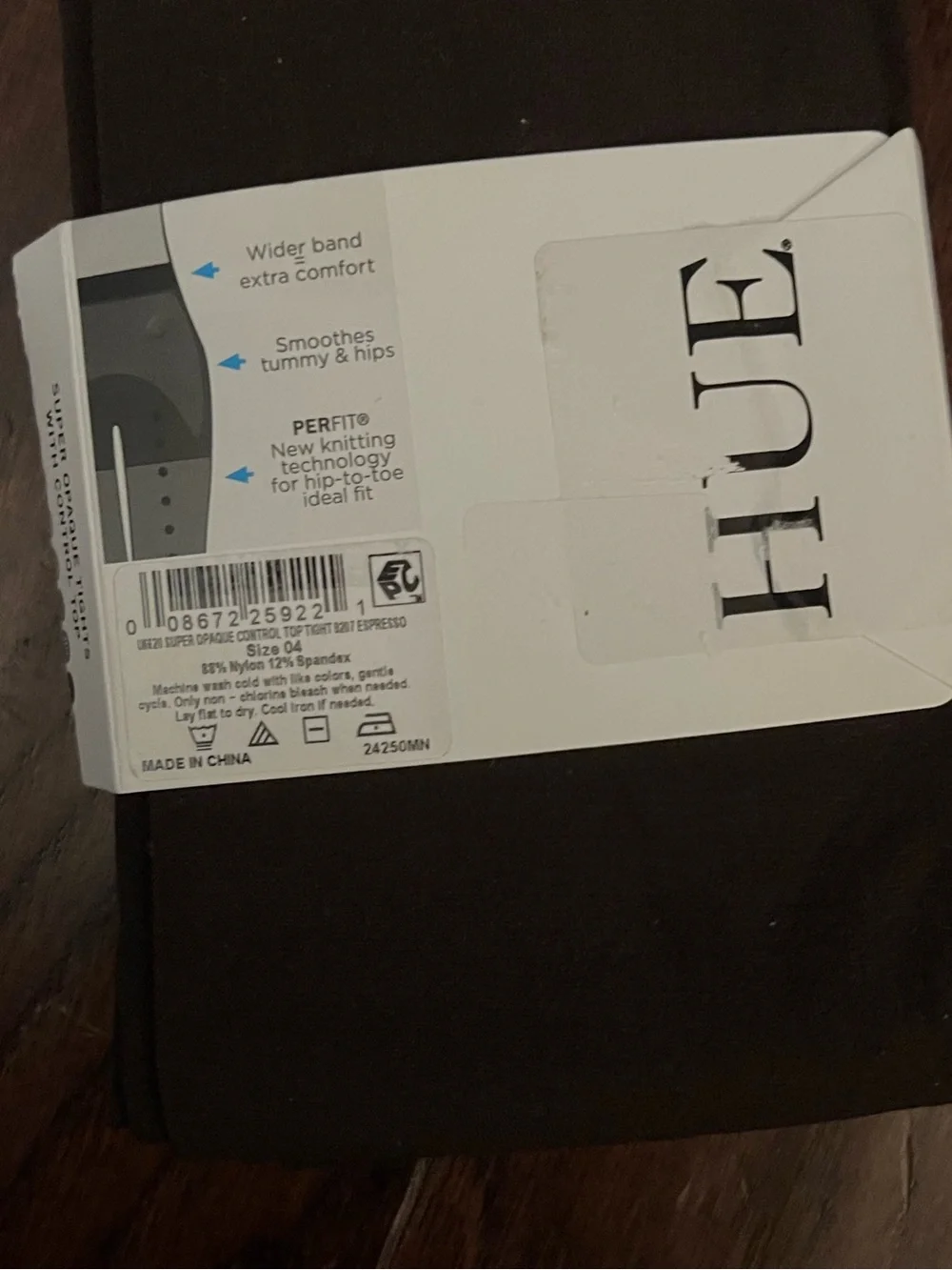 Hue Women's Super Opaque Control Top Tights U6620 - Espresso Solid size 4